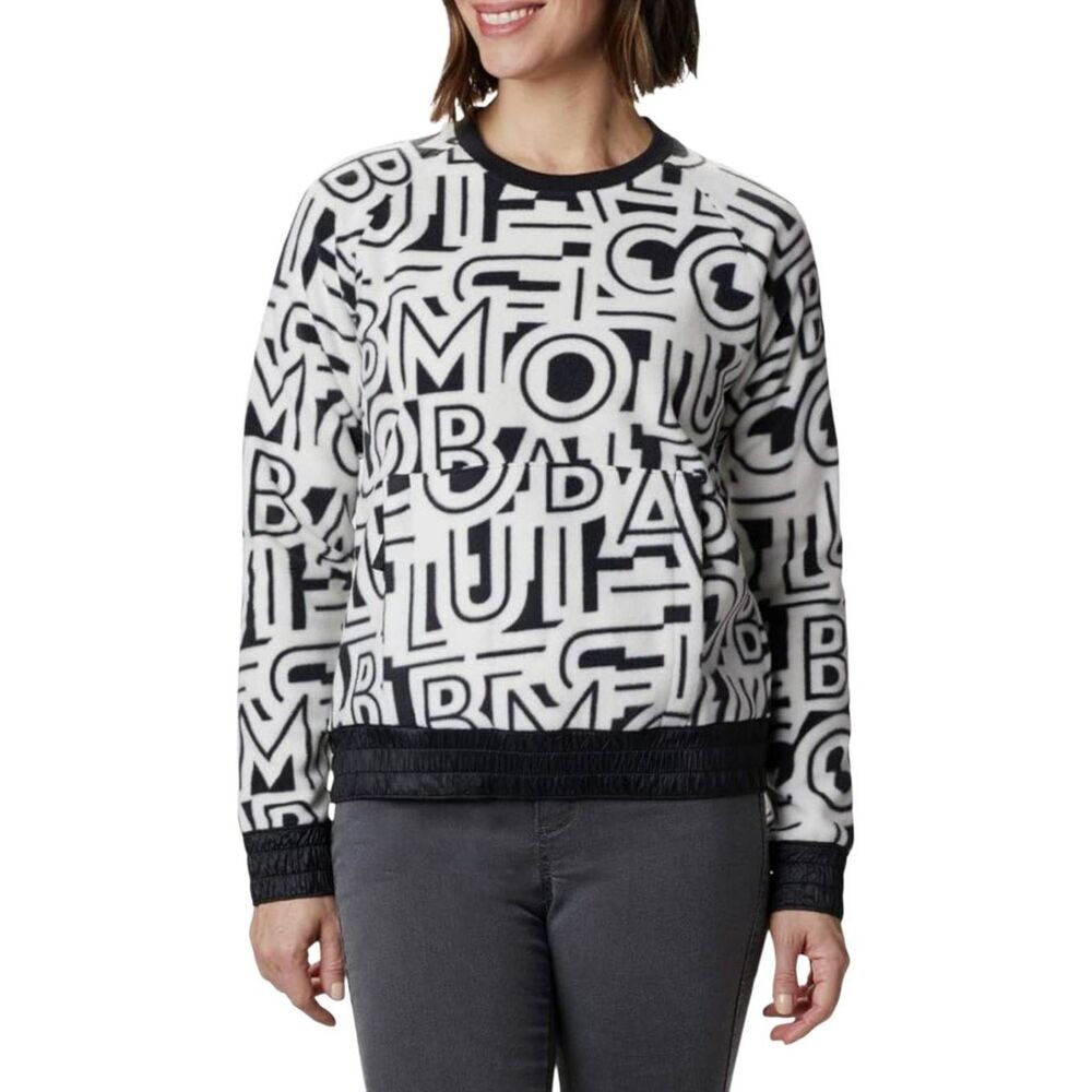 Columbia Women's Exploration Fleece Sweater Size Medium Crew White Spell Out